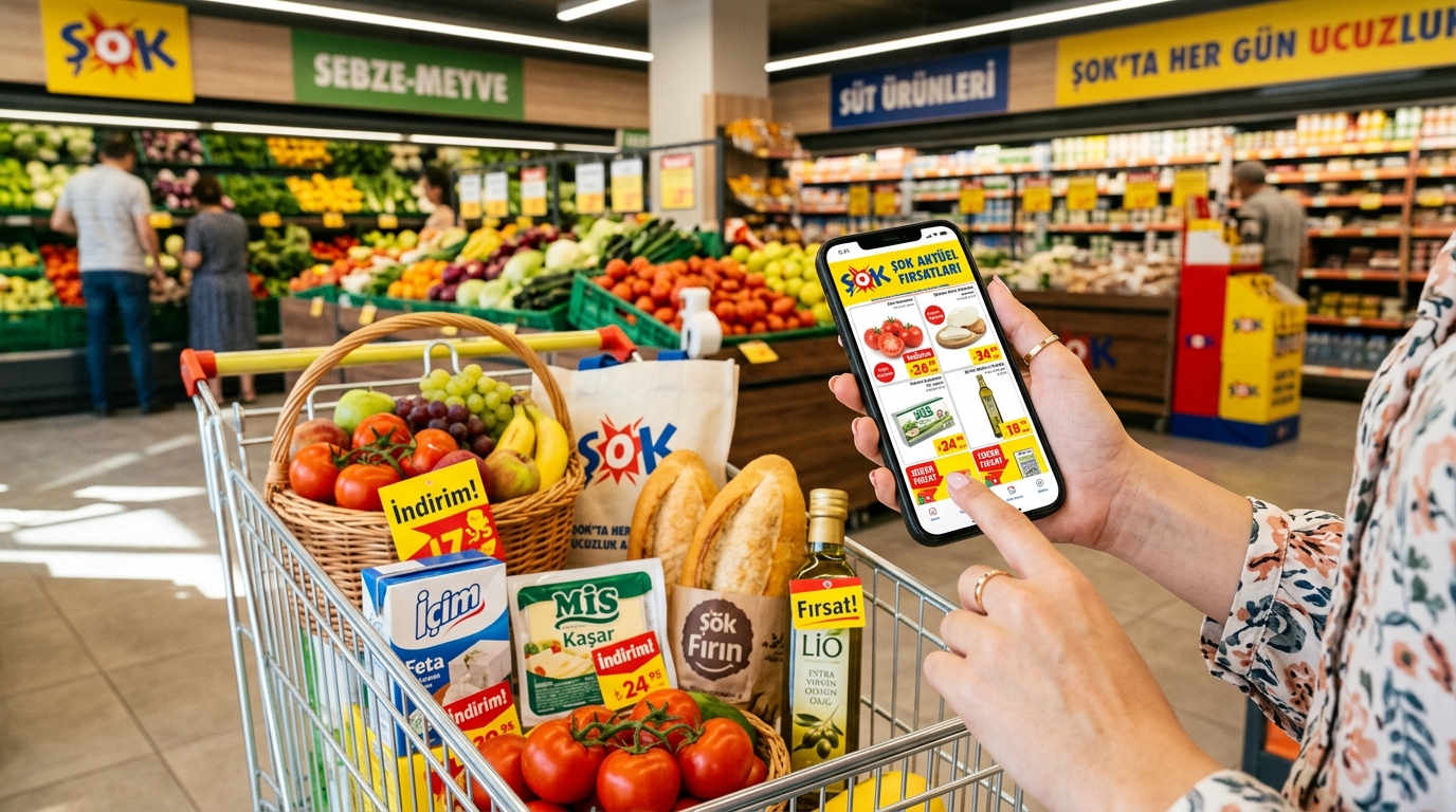 عروض الخضار والفواكه ومستلزمات البقالة في شوك ماركت ŞOK Aktüel