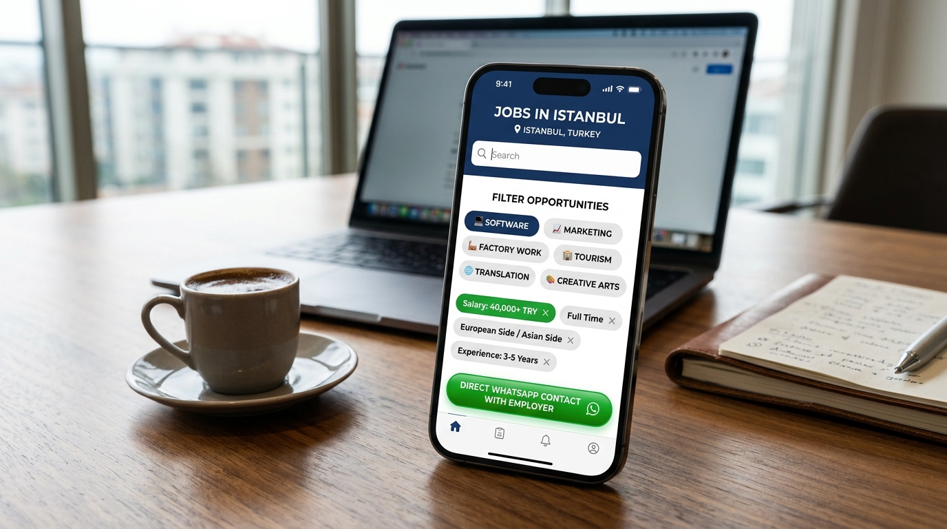 جستجوی شغل در استانبول با فیلتر حقوق و تماس واتس‌اپ